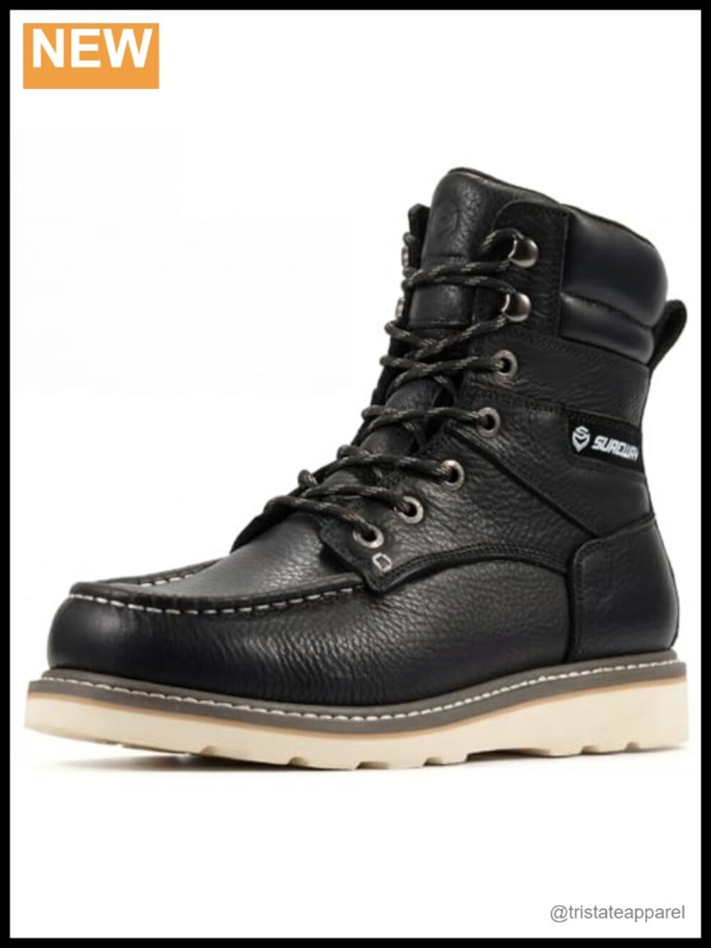 Men's 8 Inch Moc Toe Full-Grain Leather Soft Toe Work Boots EH Rated